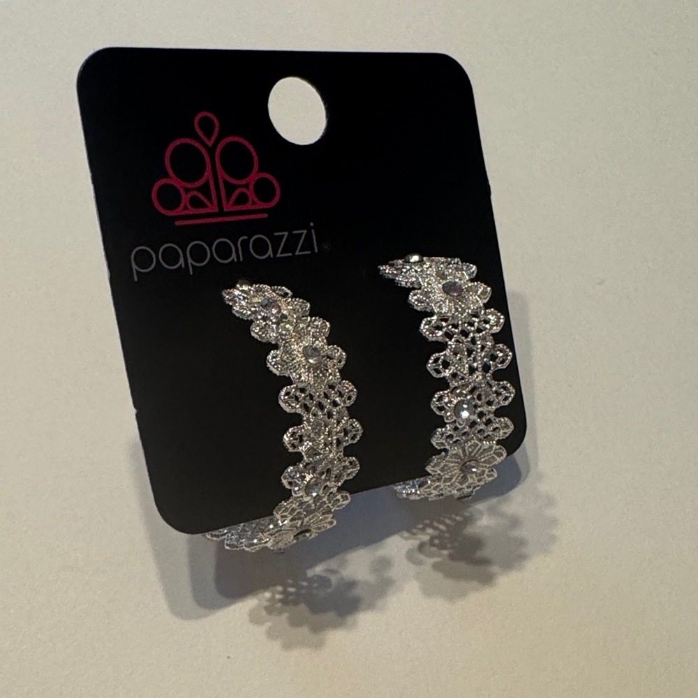 Paparazzi Intricate Silver Hoop Earrings